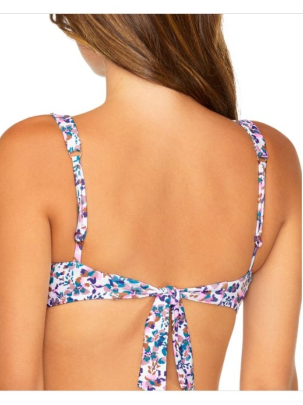 Raisins Juniors' Beachy Printed Bralette Bikini Top - White Multi - Picture 2 of 3